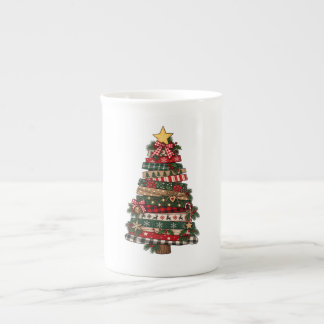 Rustic Christmas Tree Bone China Mug