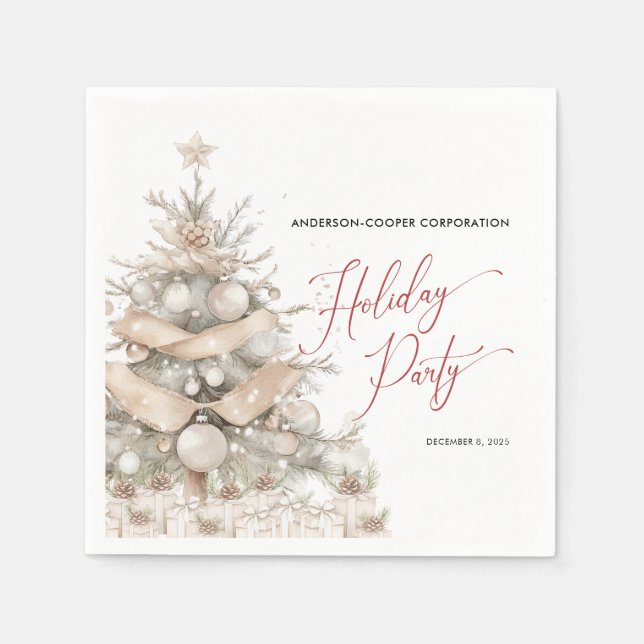Rustic Christmas Tree Corporate Holiday Party Napkin (Front)
