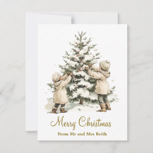 Rustic christmas tree decorating Card