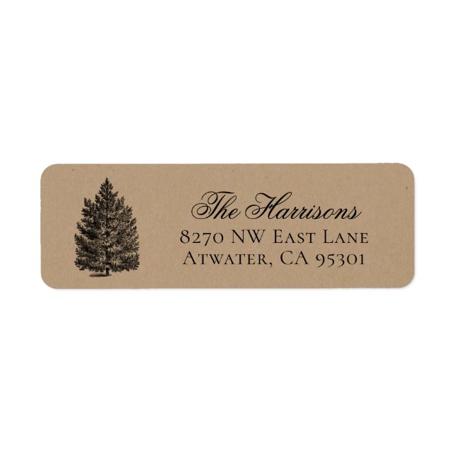 Rustic Christmas Tree Faux Kraft Holiday Address (Front)