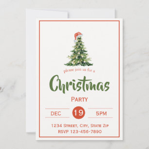 Rustic Christmas Tree Holiday Invitation   Farmhou