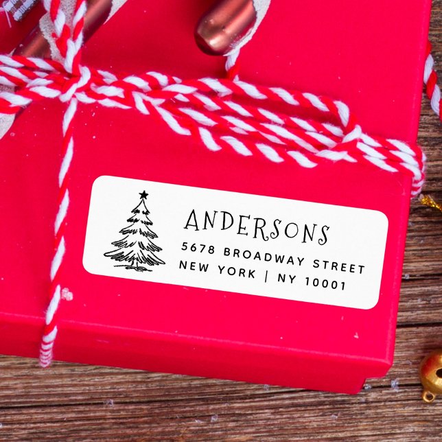 Rustic Christmas Tree Holiday Return Address (Creator Uploaded)