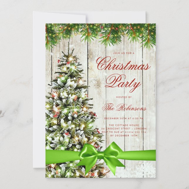 Rustic Christmas Tree Invitation Programme Menu Ve (Devant)