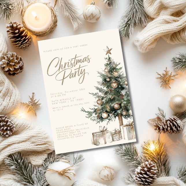 Rustic Christmas Tree Nature Christmas Party Invitation (Creator Uploaded)