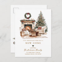 Rustic Christmas Tree New Home Card