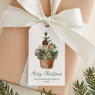 Rustic Christmas Tree Ornaments Cream Holiday Gift Tags