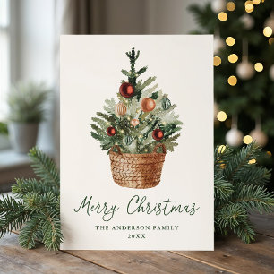Rustic Christmas Tree Ornaments Cream Non-Photo Holiday Card