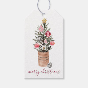Rustic Christmas Tree & Ornaments Gift Tag