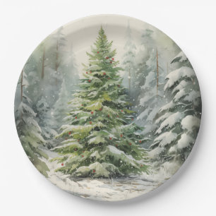 Rustic Christmas Tree Paper Plate