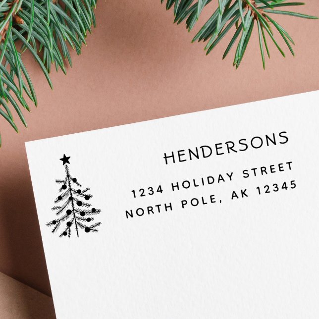 Rustic Christmas Tree Return Address Self-inking Stamp (Creator Uploaded)
