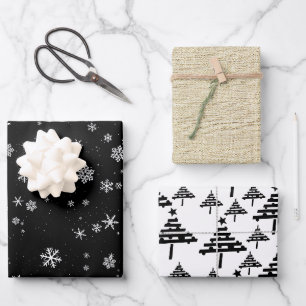 Rustic Christmas Tree Snowflake Christmas Holidays Wrapping Paper Sheet