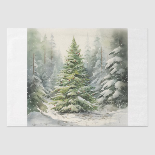 Rustic Christmas Tree Tissue Paper (Front)