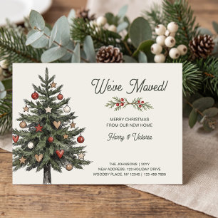 Rustic Christmas Tree We Have Moved New Home Holiday Card