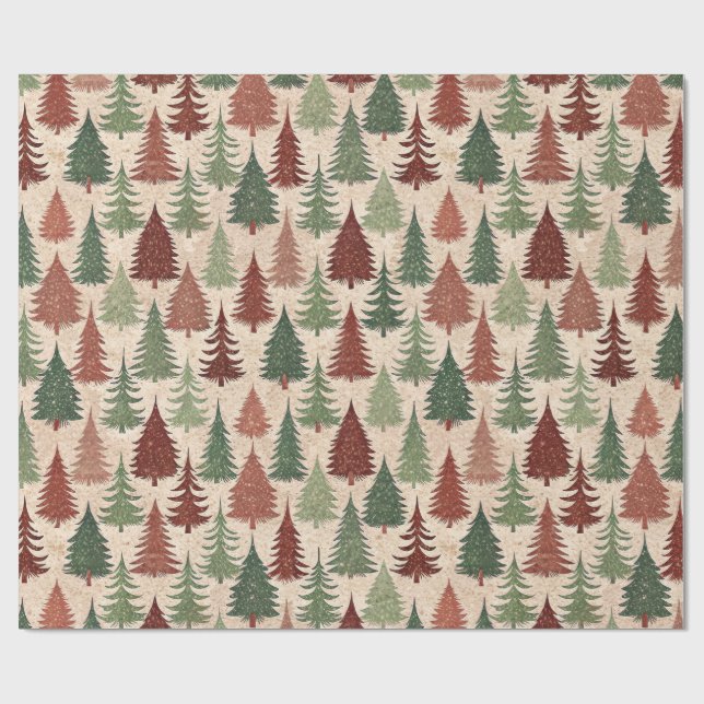 Rustic Christmas Tree Wrapping Paper (Flat)