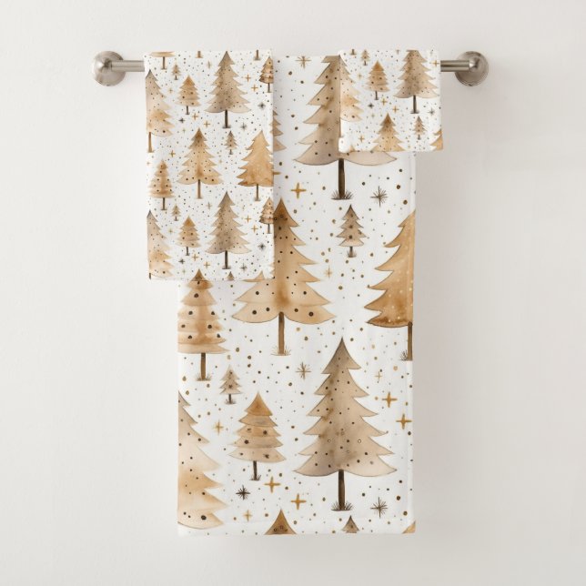 Rustic Christmas Trees Bath Towel Set (Insitu)