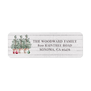 Rustic Christmas Trees Holiday Return Address