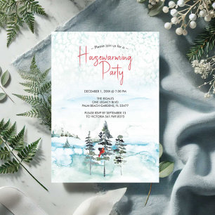 Rustic Christmas Trees Housewarming Party Invitati Holiday Card