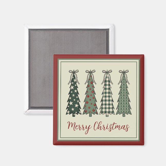 Rustic Christmas Trees Personalized Magnet (Front/Back)