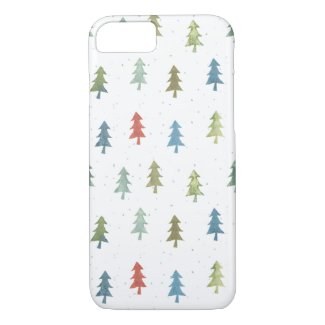 Rustic Christmas Trees Watercolor Pattern Case-Mate iPhone Case