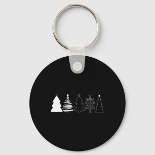 Rustic Christmas Trees Winter Forest Minimalist  Keychain