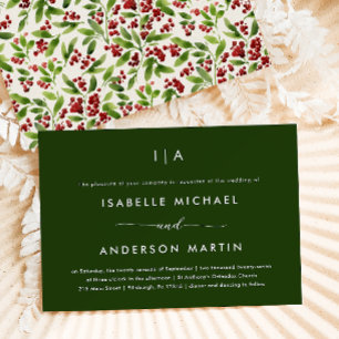 Rustic Christmas Wedding Green  Invitation