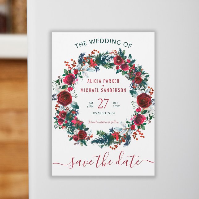 Rustic Christmas wedding save the date Magnetic Invitation (Creator Uploaded)