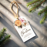 Rustic Christmas winter citrus botanical Gift Tags<br><div class="desc">Rustic Christmas winter dry citrus botanical  editable holiday merry Christmas gift tags modern rustic greenery pink flowers winter dry citrus winter composition Christmas gift tags</div>