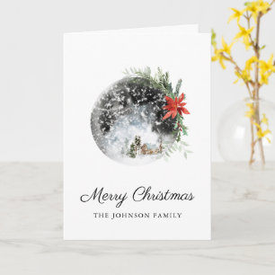 Rustic Christmas Winter Mountain Cabin Snow globe Card
