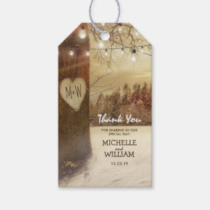 Rustic Christmas Winter Tree Lights Wedding Favour Gift Tags