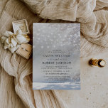 Rustic Christmas Winter Wedding Invitation<br><div class="desc">Elegant rustic christmas wedding invitations featuring a frozen white woodland backdrop,  a white overlay,  string twinkle lights,  and a wedding template that is easy to personalize.</div>