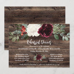 Rustic Christmas Winter Wedding Rehearsal Dinner Invitation