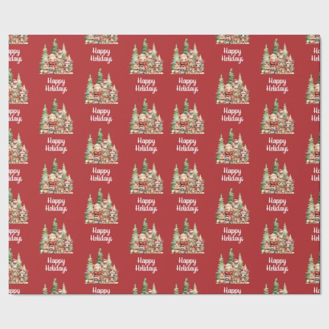 RUSTIC CHRISTMAS WOODLAND ANIMALS WRAPPING PAPER (Seam)