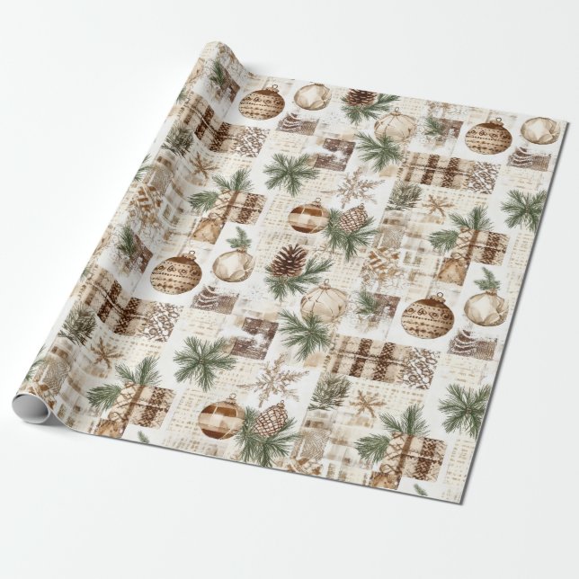 Rustic Christmas Wrapping Paper (Unrolled)