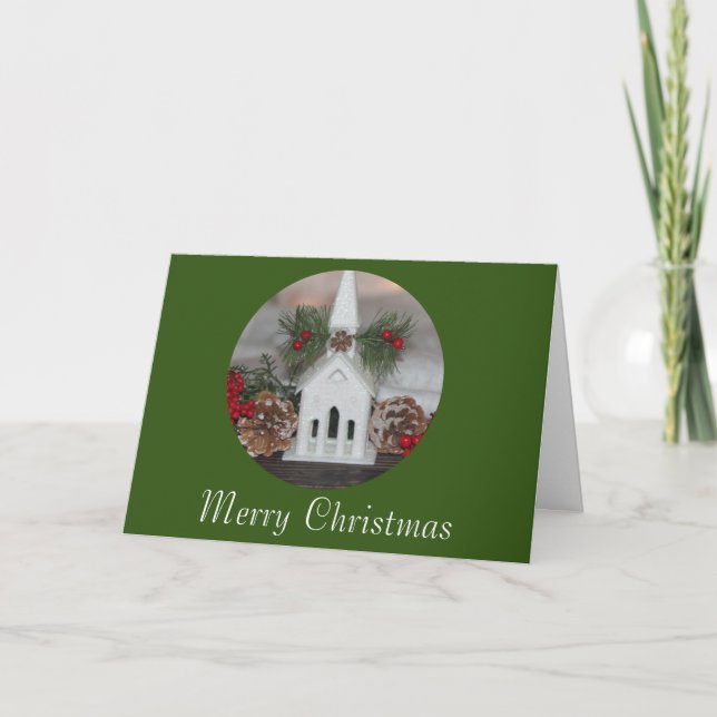Rustic Church Christmas James 1:17 Personalized Holiday Card (Front)