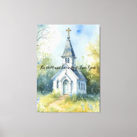 Rustic Church Path in Wildflower Meadow Editable