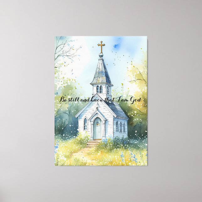 Rustic Church Path in Wildflower Meadow Editable Canvas Print (Front)