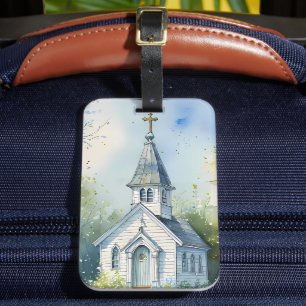 Rustic Church Path in Wildflower Meadow Luggage Tag