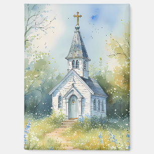 Rustic Church Path in Wildflower Meadow Magnet