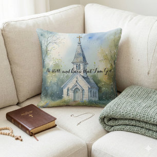 Rustic Church Path in Wildflower Meadow Throw Pillow