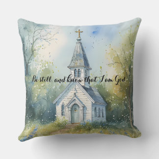 Rustic Church Path in Wildflower Meadow Throw Pillow