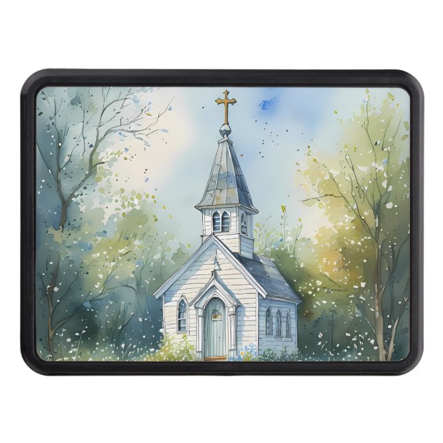Rustic Church Path in Wildflower Meadow Trailer Hitch Cover (Front)