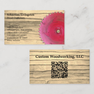 Rustic Circular Saw Woodworking Occupation QR Code Business Card