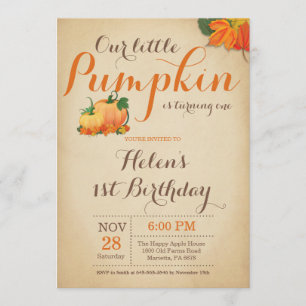 Rustic Citrouille Invitation Anniversaire Premier 
