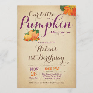 Rustic Citrouille Invitation Anniversaire Premier 