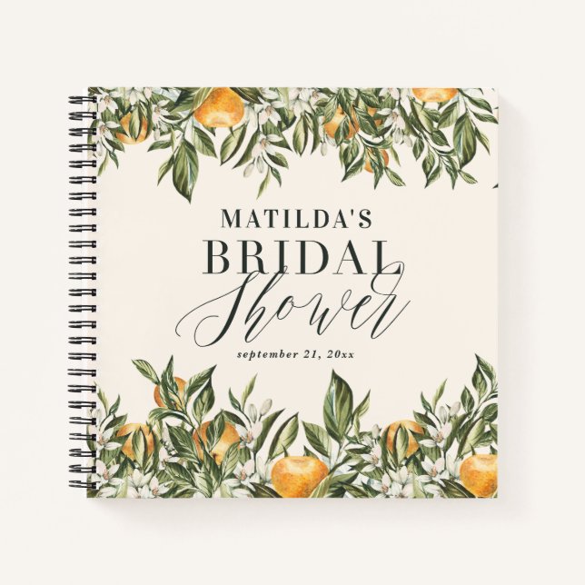 Rustic citrus bridal shower botanical floral chic  notebook (Front)