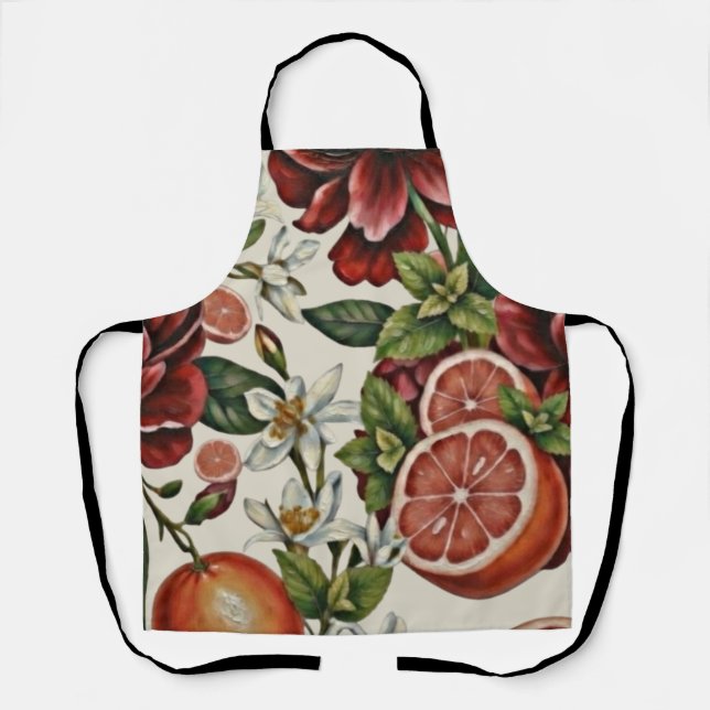 Rustic Citrus Floral summer Apron (Front)