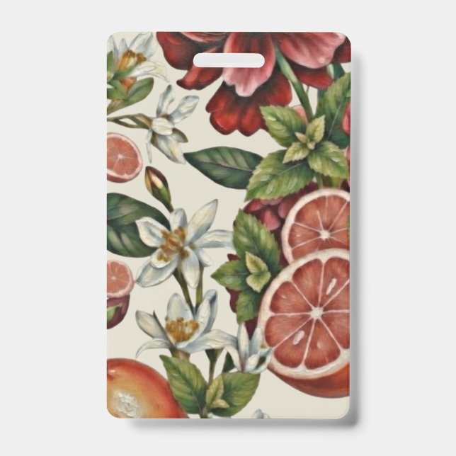 Rustic Citrus Floral summer Badge (Front)
