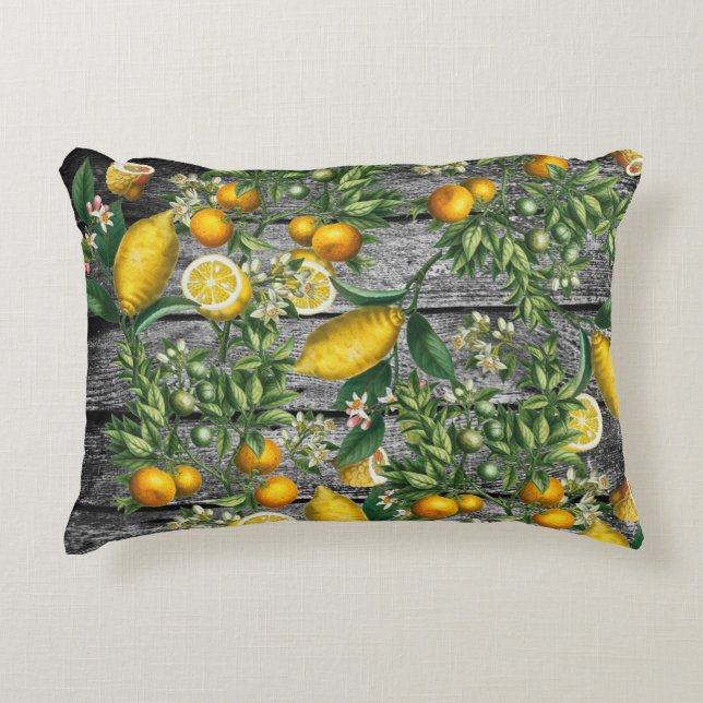 Rustic Citrus Garden Accent Pillow (Front)