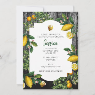 Rustic Citrus Garden Baby Shower Invitation