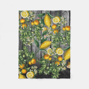 Rustic Citrus Garden Fleece Blanket